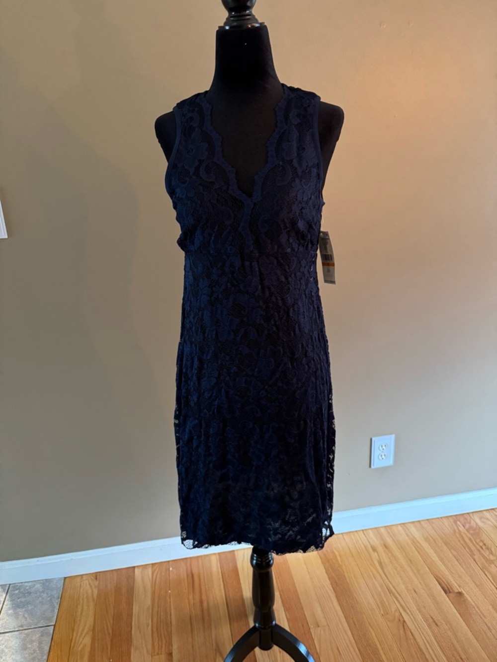 Karen Kane Navy Lace V-Neck Sleeveless Dress